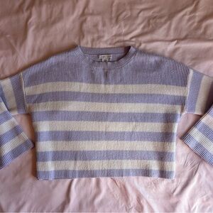 Striped Cropped Sweater – Lavender & Cream – Size Medium